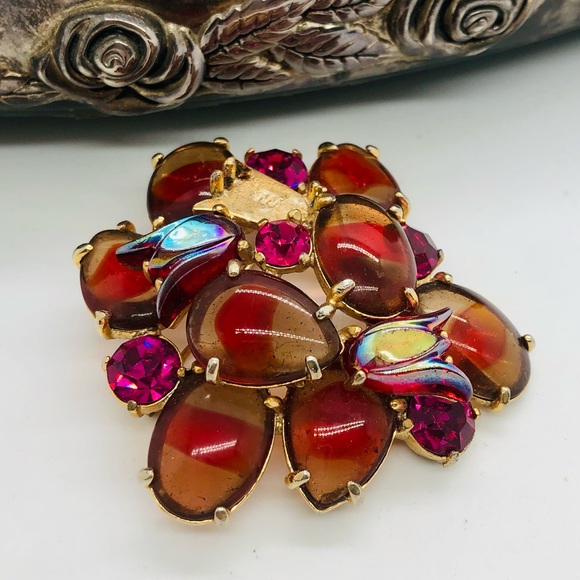 Rare Vintage Signed Schiaparelli Givre Glass Brooch - Picture 14 of 14